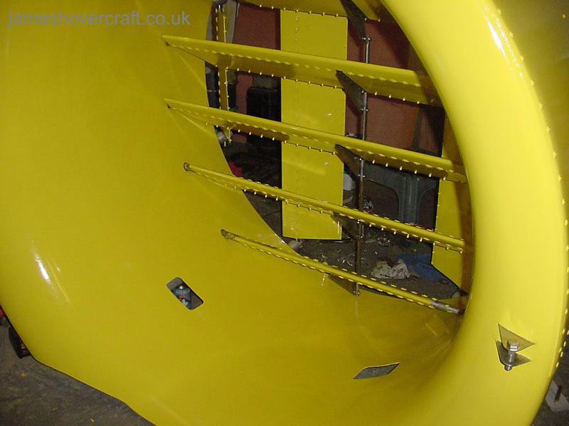 Restoring an old Tiger 12 hovercraft to a fully working state - The finished paint job on the duct and fin (credit: ).